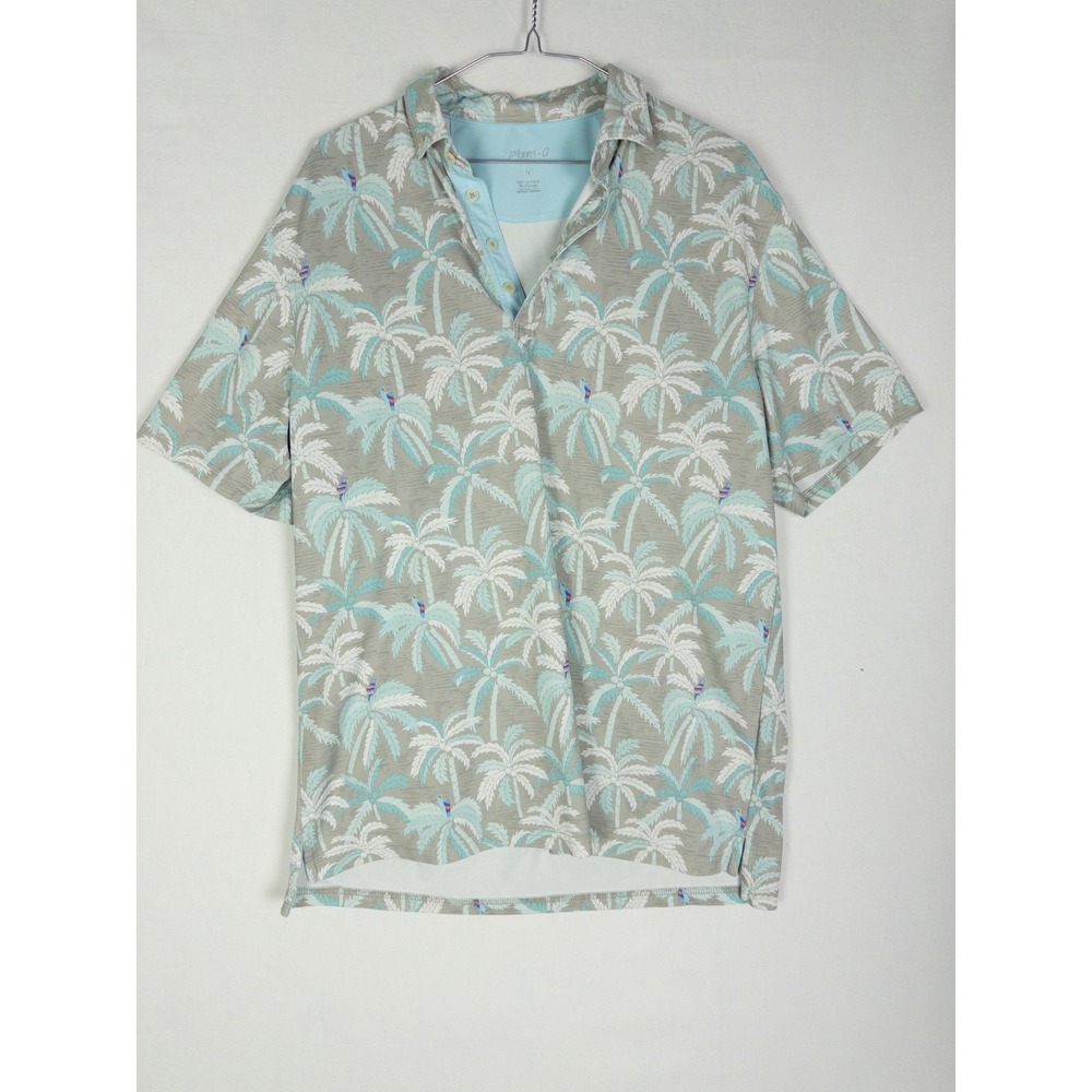 Johnnie-O Polo Shirt Mens M Hawaiian Vacation Performance‎ Golf Palm Trees